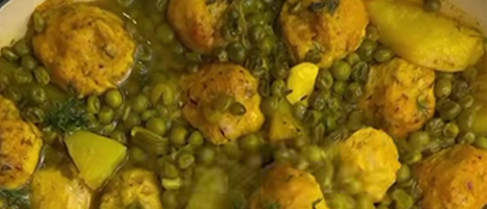 Chicken Meatballs with Peas and Potatoes